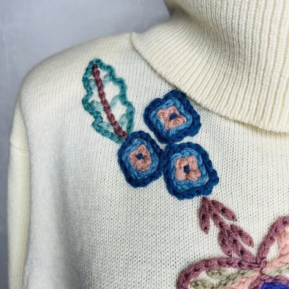 Catharine Lover Multicolor Wool Cowl Neck Pullover Sweater Womens Size 1X Cream - Picture 5 of 11